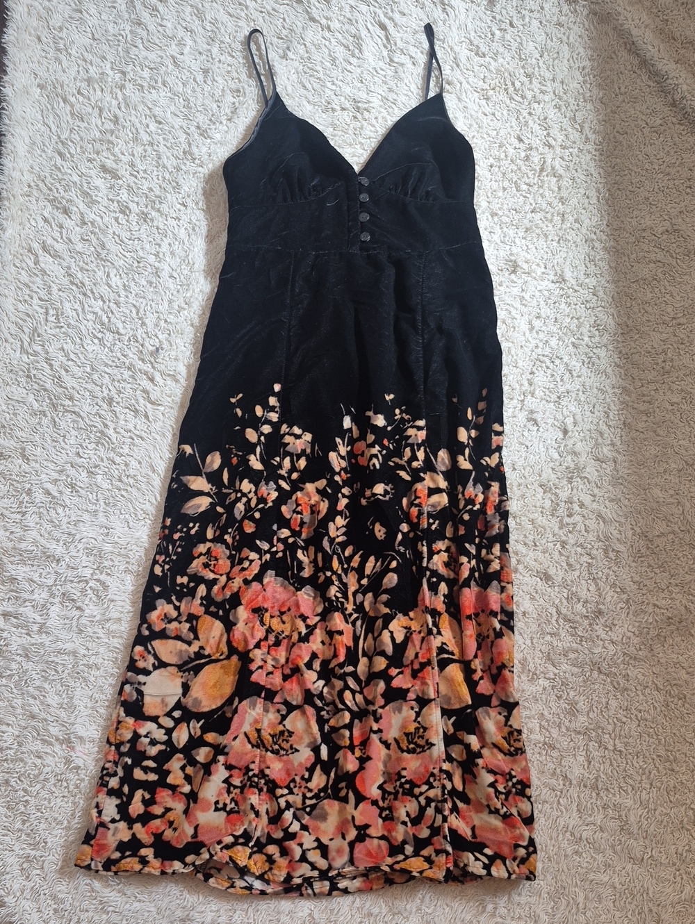 Urban Outfitters Retro Floral Velvet Dress M Vintage 90s / Y2K Punk Lilith Maxi